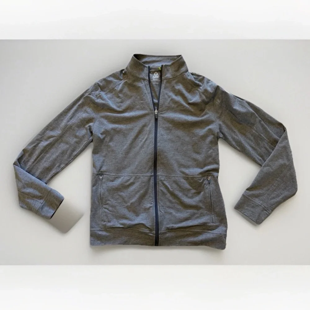 Tasc Performance Jacket Mens Sz S Gray Full Zip Athletic Organic Cotton Bamboo